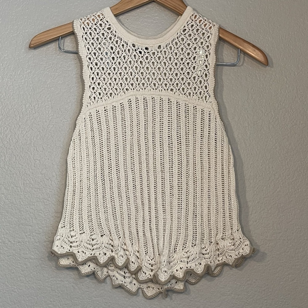 American Eagle Small Crochet Knit Tank Top Coastal Beachy Boho Festival